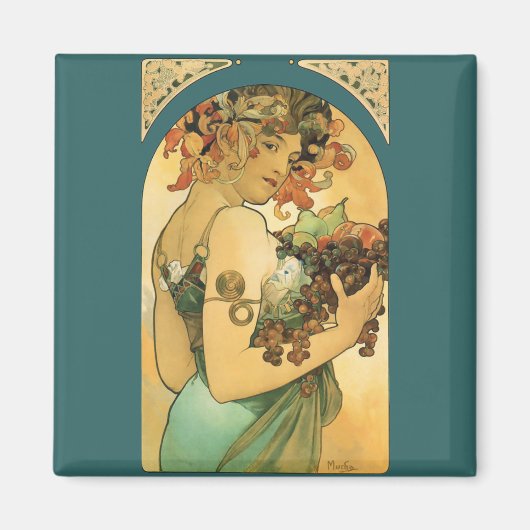 Alphonse Mucha ~ Fruit ( 1897 ) Magneet (Voorkant)