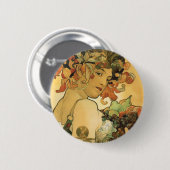 Alphonse Mucha ~ Fruit. 1897 Ronde Button 5,7 Cm (Voorkant /achterkant)