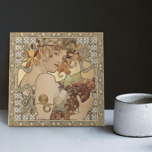 Alphonse Mucha Fruit Art Nouveau  Tegeltje