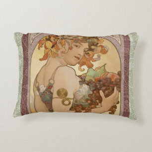 Alphonse Mucha Fruit Art Nouveau Vintage Maagd Decoratief Kussen