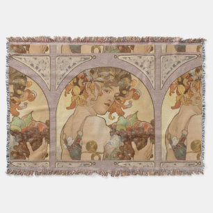 Alphonse Mucha Fruit Art Nouveau Vintage Maagd Deken