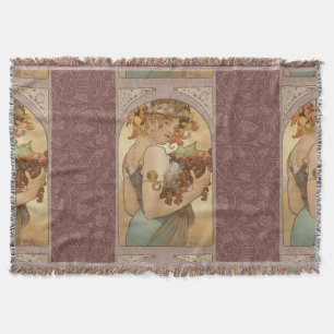 Alphonse Mucha Fruit Art Nouveau Vintage Maagd Deken