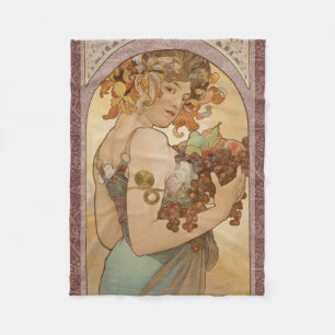 Alphonse Mucha Fruit Art Nouveau Vintage Maagd Fleece Deken