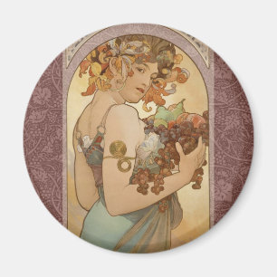 Alphonse Mucha Fruit Art Nouveau Vintage Maagd Magneet