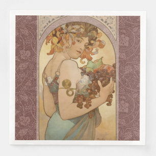 Alphonse Mucha Fruit Art Nouveau Vintage Maagd Servet