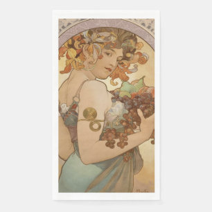 Alphonse Mucha Fruit Art Nouveau Vintage Maagd Servet
