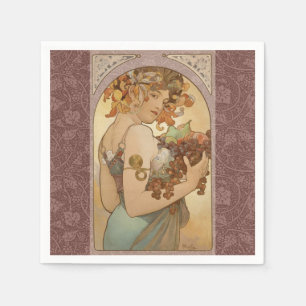 Alphonse Mucha Fruit Art Nouveau Vintage Maagd Servetten