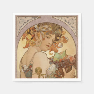 Alphonse Mucha Fruit Art Nouveau Vintage Maagd Servetten