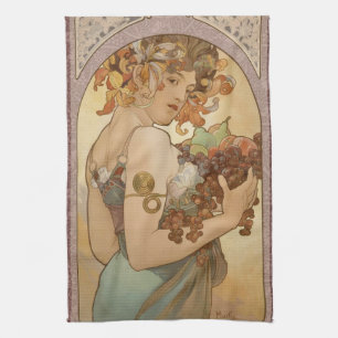 Alphonse Mucha Fruit Art Nouveau Vintage Maagd Theedoek