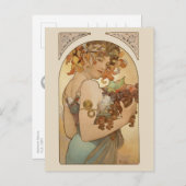 Alphonse Mucha Fruit CC0405 Art Nouveau Briefkaart (Voorkant / Achterkant)