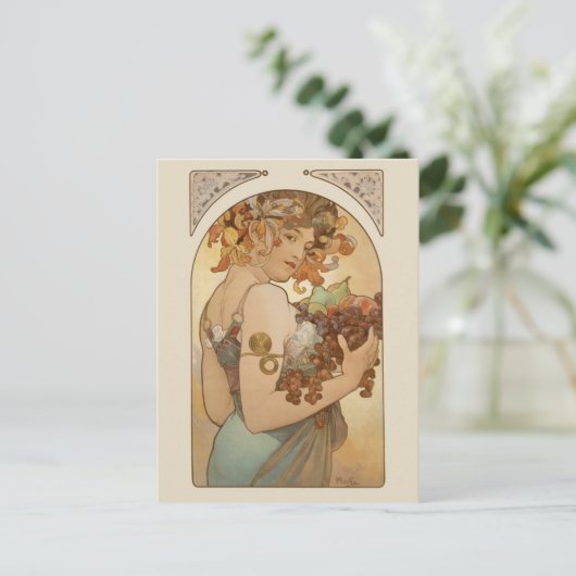 Alphonse Mucha Fruit CC0405 Art Nouveau Briefkaart (Staand voorkant)