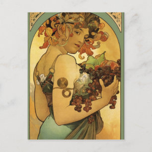 Alphonse Mucha Fruit Painting Briefkaart