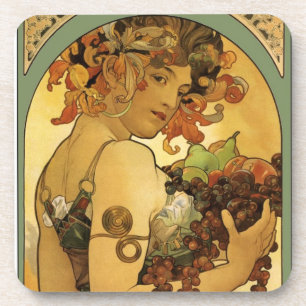 Alphonse Mucha Fruit Painting Drankjes Onderzetter