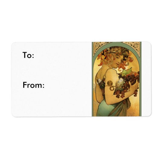 Alphonse Mucha Fruit Painting Etiket (Voorkant)
