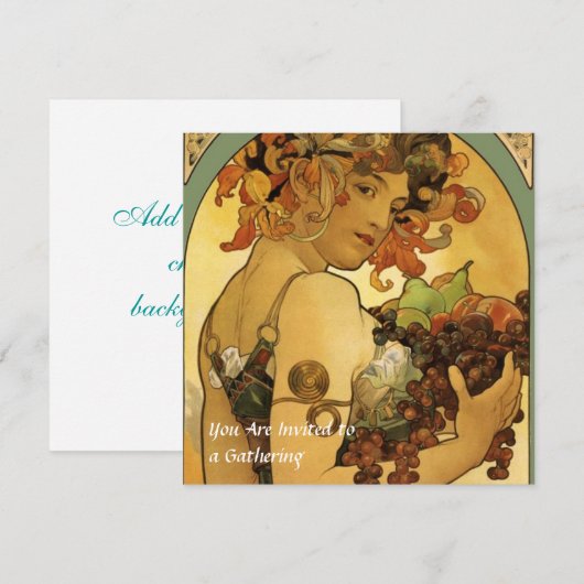 Alphonse Mucha Fruit Painting Kaart (Voorkant / Achterkant)