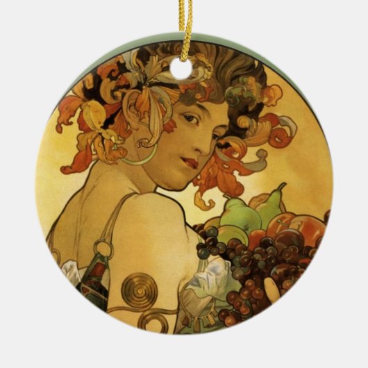 Alphonse Mucha Fruit Painting Keramisch Ornament (Voorkant)
