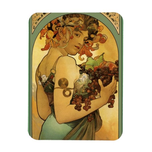Alphonse Mucha Fruit Painting Magneet (Verticaal)