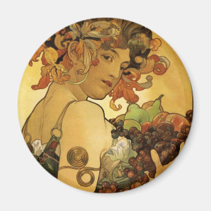 Alphonse Mucha Fruit Painting Magneet