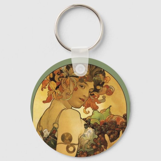 Alphonse Mucha Fruit Painting Sleutelhanger (Voorkant)