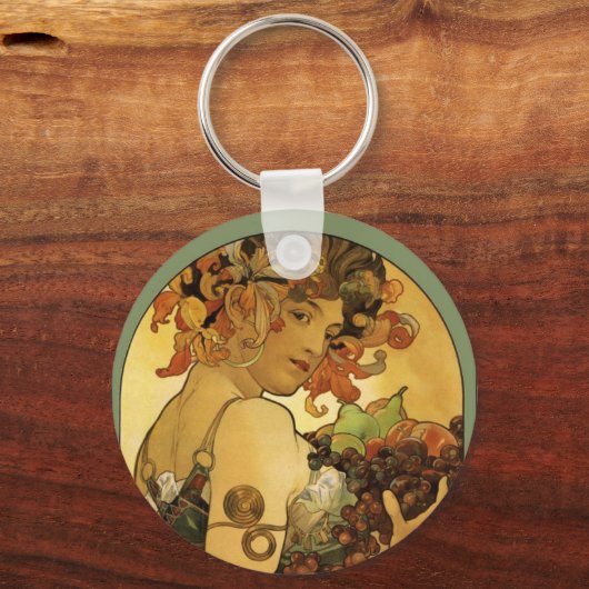 Alphonse Mucha Fruit Painting Sleutelhanger (Voorkant)