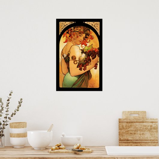 Alphonse Mucha Fruit Poster (Keuken)
