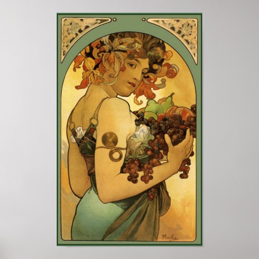 Alphonse Mucha Fruit Schilderen geen grens Poster (Voorkant)