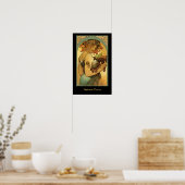 Alphonse Mucha Fruit schilderen op zwart Poster (Keuken)