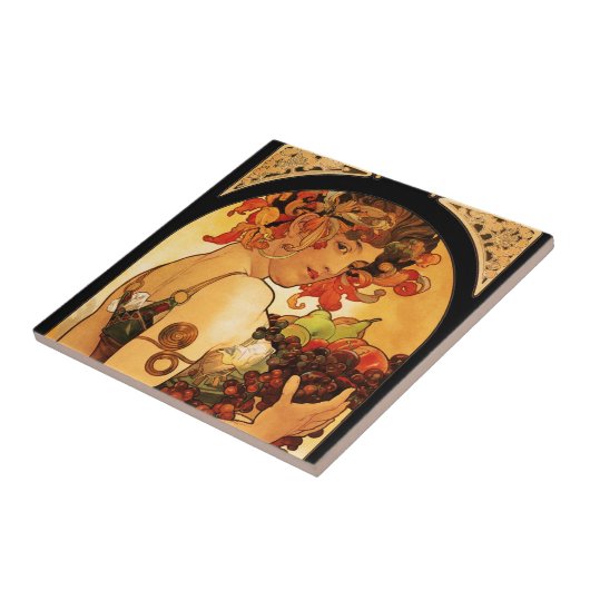 Alphonse Mucha Fruit Tile Tegeltje (Zijkant)
