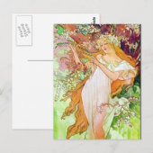 Alphonse Mucha Girl in de tuin Briefkaart (Voorkant / Achterkant)