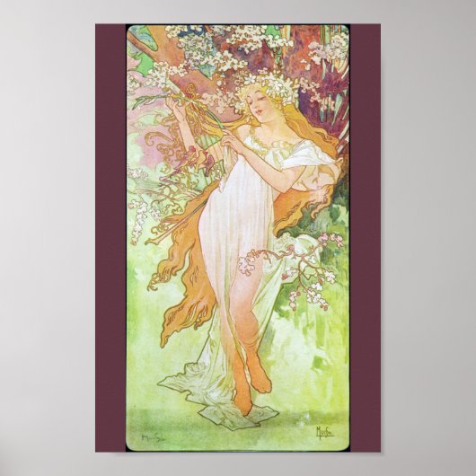 Alphonse Mucha Girl in Garden Art Nouveau Print (Voorkant)