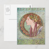 Alphonse Mucha Goddess Art Briefkaart (Voorkant / Achterkant)