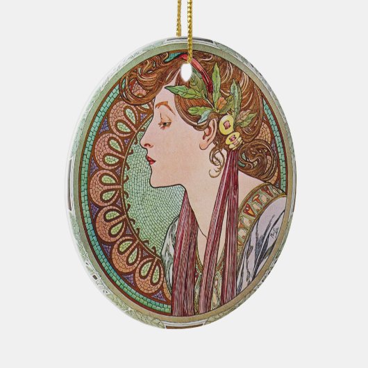 Alphonse Mucha Goddess Art Keramisch Ornament (Rechts)
