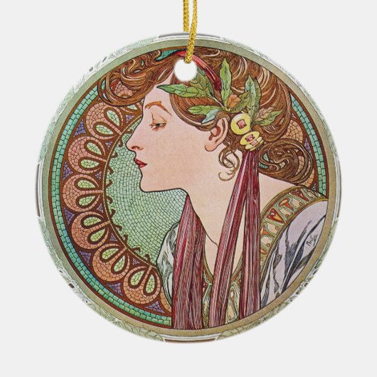 Alphonse Mucha Goddess Art Keramisch Ornament (Voorkant)