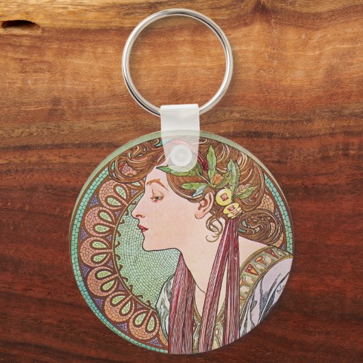 Alphonse Mucha Goddess Art Sleutelhanger (Voorkant)