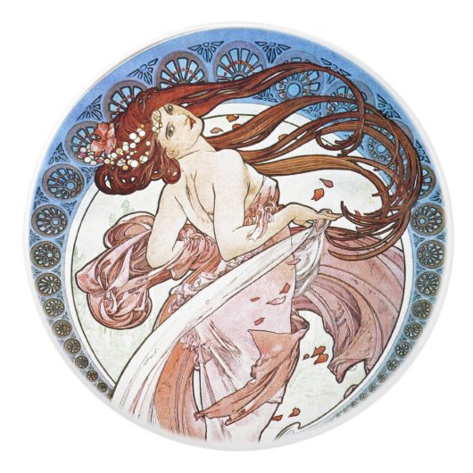 Alphonse Mucha Goddess Keramische Knop (Voorkant)