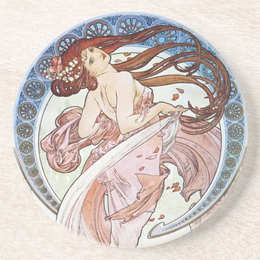 Alphonse Mucha Goddess Zandsteen Onderzetter (Voorkant)
