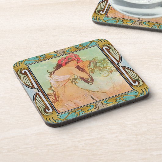Alphonse Mucha hardplastic Onderzetter set van 6 # (Linkerzijde)