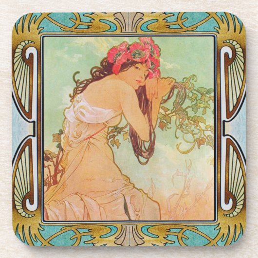 Alphonse Mucha hardplastic Onderzetter set van 6 # (Voorkant)