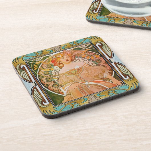 Alphonse Mucha hardplastic Onderzetter set van 6 # (Linkerzijde)