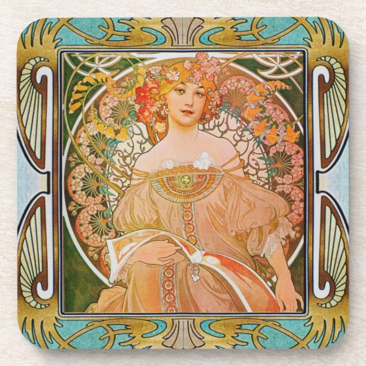 Alphonse Mucha hardplastic Onderzetter set van 6 # (Voorkant)