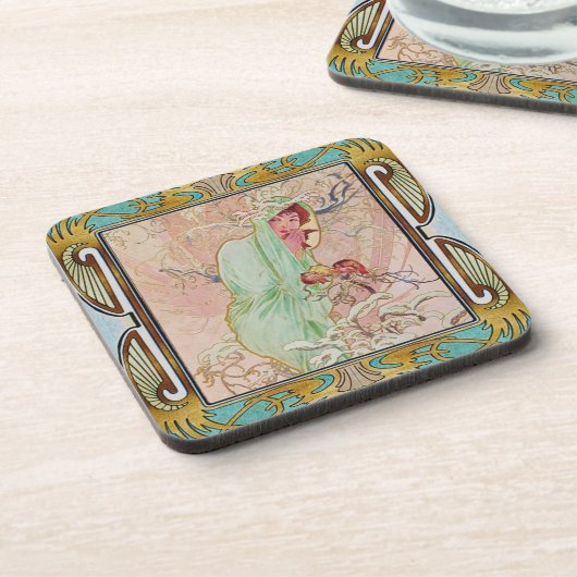 Alphonse Mucha hardplastic Onderzetter set van 6 # (Linkerzijde)
