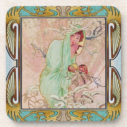 Alphonse Mucha hardplastic Onderzetter set van 6 # (Voorkant)