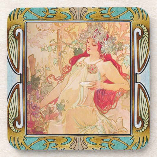 Alphonse Mucha hardplastic Onderzetter set van 6 # (Voorkant)