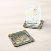 Alphonse Mucha hardplastic Onderzetter, set van 6 Bier Onderzetter (Rechterzijde)