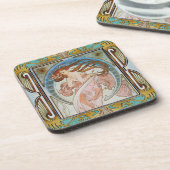 Alphonse Mucha hardplastic Onderzetter, set van 6  Bier Onderzetter (Linkerzijde)