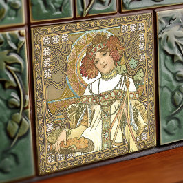 Alphonse Mucha Herfst Seasons Art Nouveau  Tegeltje