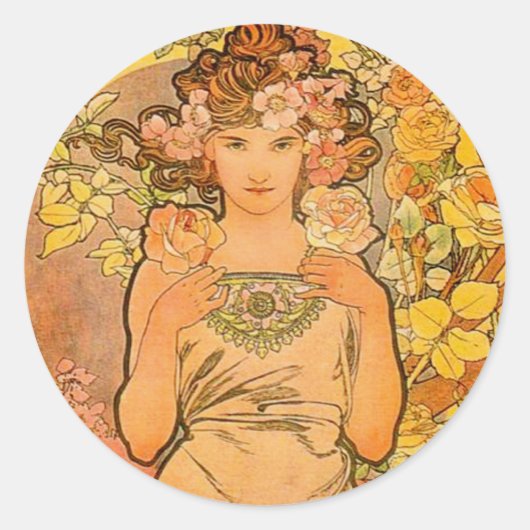 Alphonse Mucha Het Roos Stickers (Voorkant)
