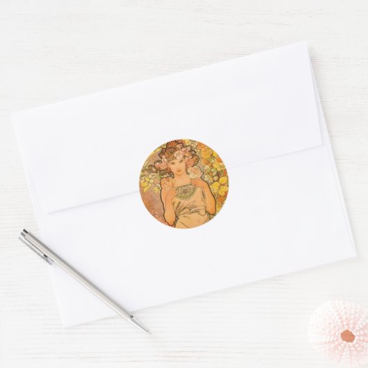 Alphonse Mucha Het Roos Stickers (Envelop)