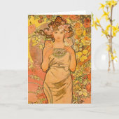Alphonse Mucha Het Roos Wenskaart Kaart (Gele Bloem)