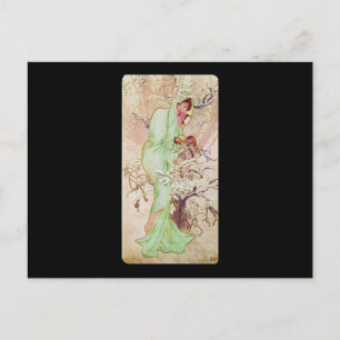 Alphonse Mucha Hiver Winter Briefkaart